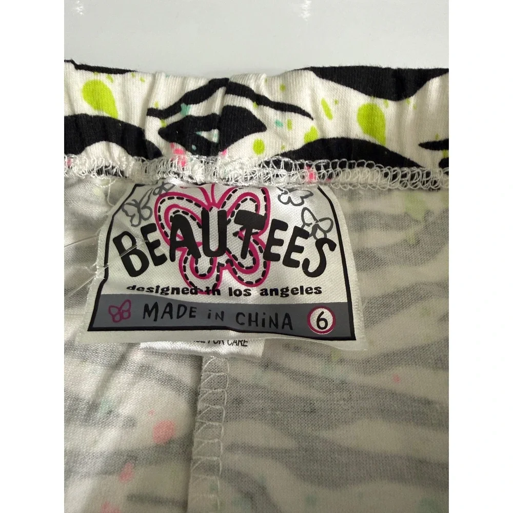 Beautees Girls 2 Piece Love Butterfly Neon Tank Bike Shorts Set Size 6 NWT